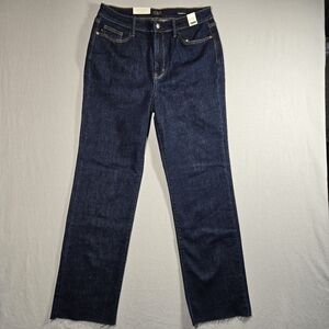 Judy Blue High Rise Straight Fit Jeans Raw Hem Dark Wash Denim Size 15/32